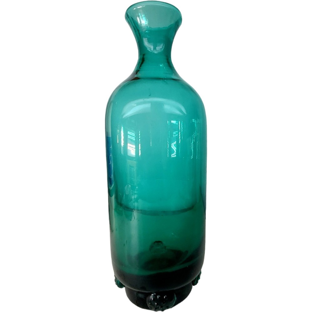 Blenko 445D Glass Decanter 1948 Emerald Green Rosettes Winslow Anderson Rare